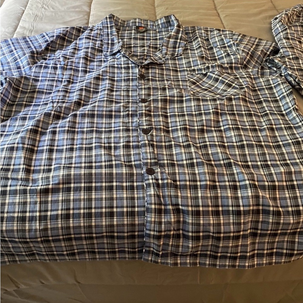 Casual Navy Plaid Button-Down Shirt
